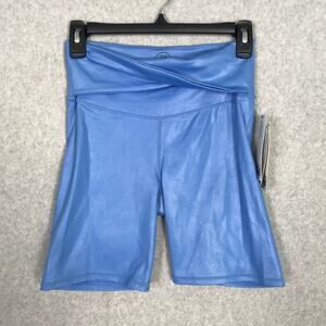 Sage Collective Shorts Womens Small Blue Bike‎ Wrap Twist Shimmer $55 NWT READ